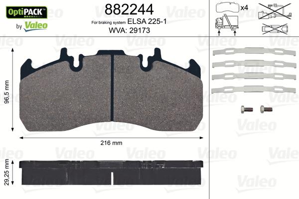 VALEO 882244 - Brake Pad Set, disc brake car-mod.net