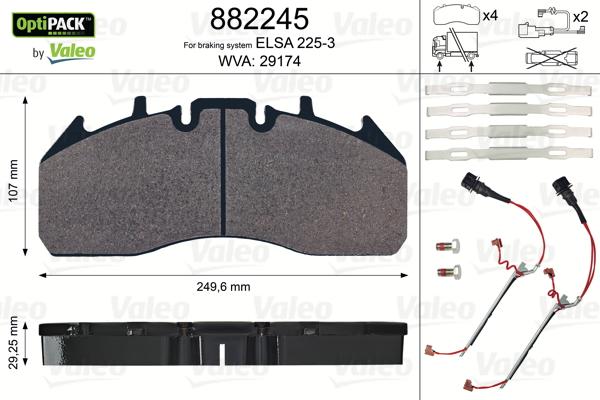VALEO 882245 - Brake Pad Set, disc brake car-mod.net