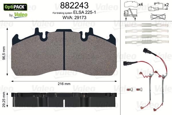 VALEO 882243 - Brake Pad Set, disc brake car-mod.net