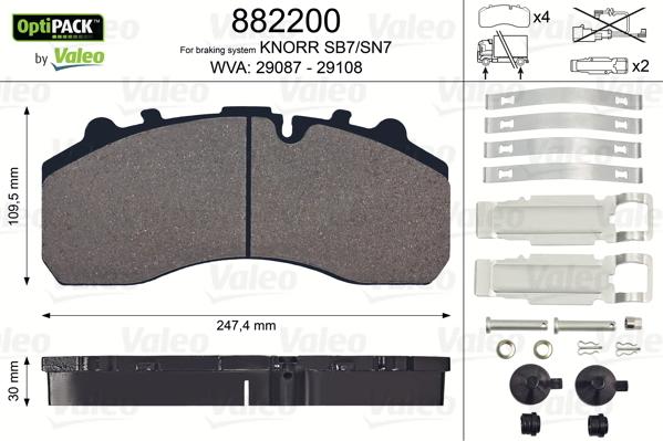 VALEO 882200 - Brake Pad Set, disc brake car-mod.net