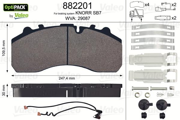 VALEO 882201 - Brake Pad Set, disc brake car-mod.net
