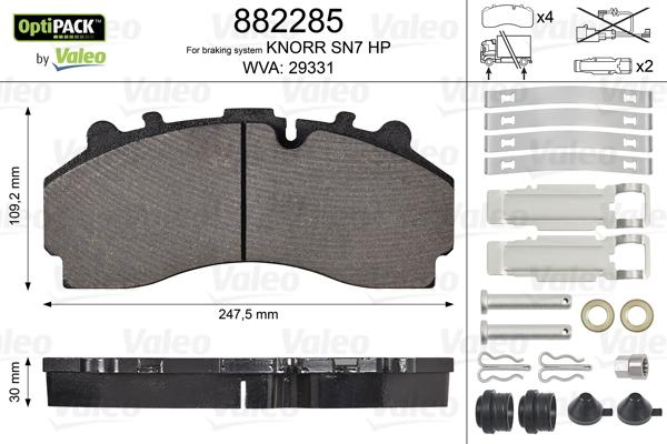 VALEO 882285 - Brake Pad Set, disc brake car-mod.net