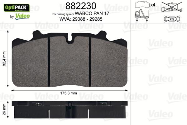 Valeo 882230 - Brake Pad Set, disc brake car-mod.net