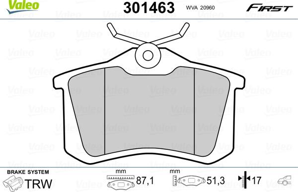 Valeo 301463 - Brake Pad Set, disc brake car-mod.net