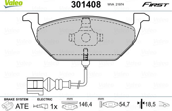 Valeo 301408 - Brake Pad Set, disc brake car-mod.net
