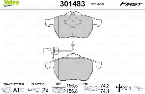 Valeo 301483 - Brake Pad Set, disc brake car-mod.net