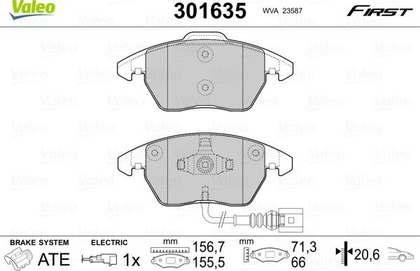 Valeo 301635 - Brake Pad Set, disc brake car-mod.net