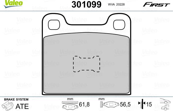 VALEO 301099 - Brake Pad Set, disc brake car-mod.net