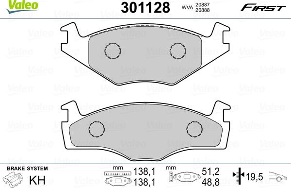 Valeo 301128 - Brake Pad Set, disc brake car-mod.net