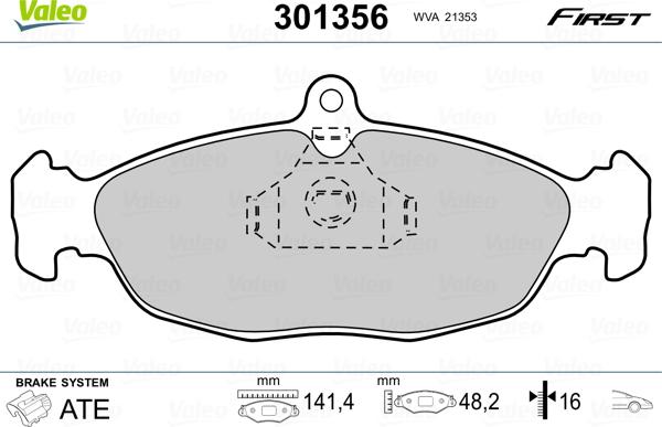 Valeo 301356 - Brake Pad Set, disc brake car-mod.net