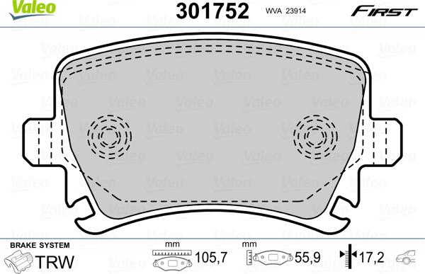 Valeo 301752 - Brake Pad Set, disc brake car-mod.net