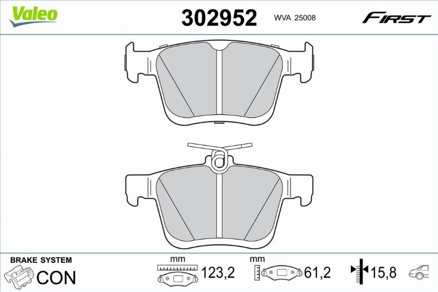Valeo 302952 - Brake Pad Set, disc brake car-mod.net