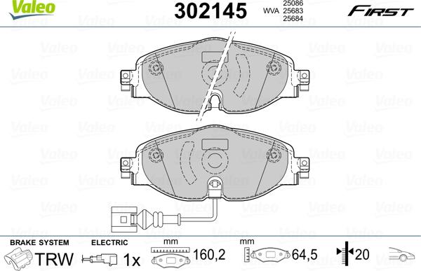 Valeo 302145 - Brake Pad Set, disc brake car-mod.net