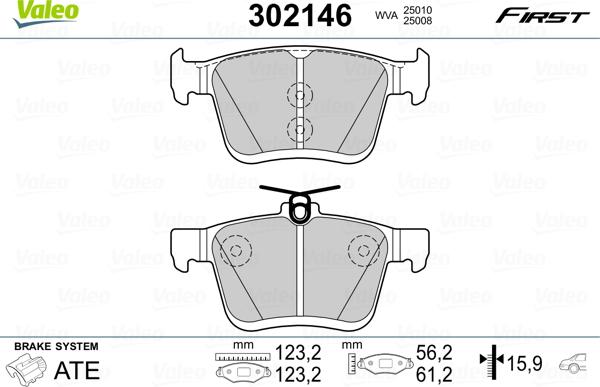 Valeo 302146 - Brake Pad Set, disc brake car-mod.net