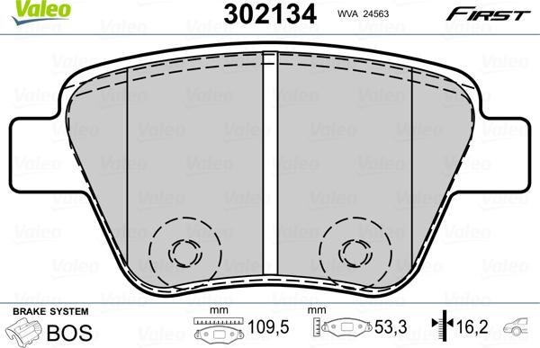 Valeo 302134 - Brake Pad Set, disc brake car-mod.net