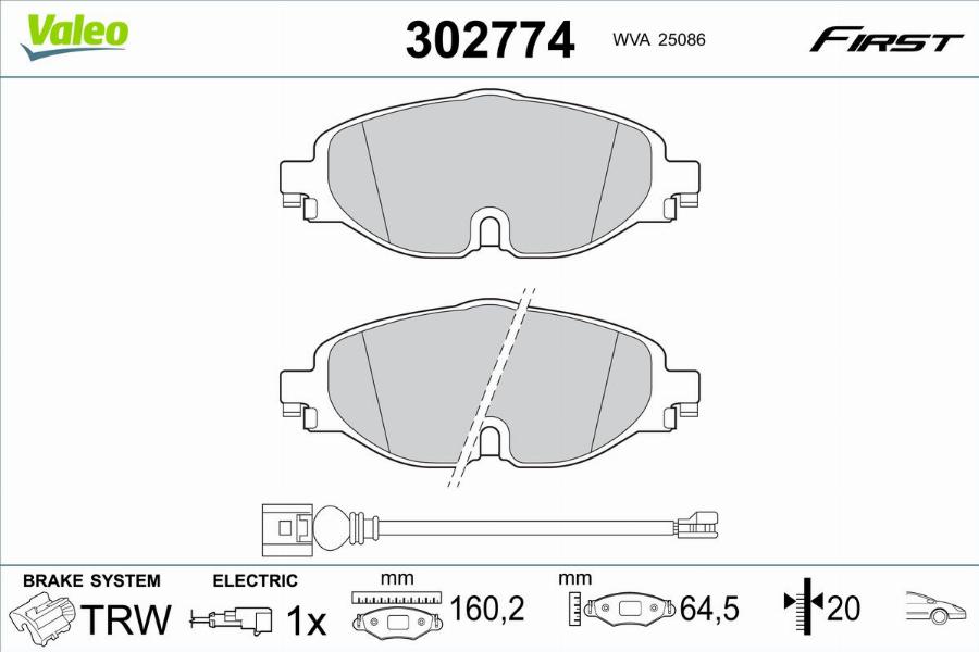 Valeo 302774 - Brake Pad Set, disc brake car-mod.net