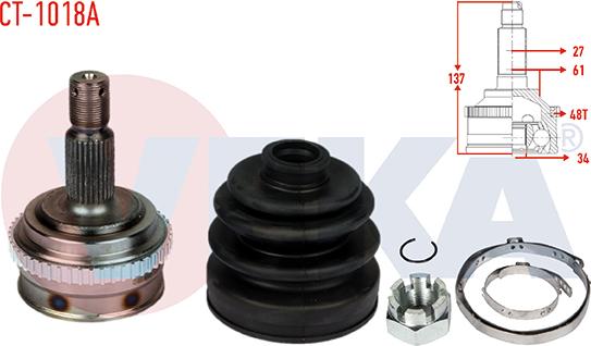 Veka CT-1018A - CV Joint Kit, drive shaft car-mod.net