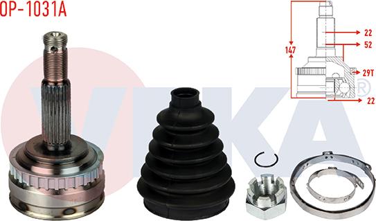 Veka OP-1031A - CV Joint Kit, drive shaft car-mod.net