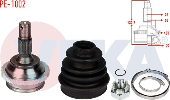 Veka PE-1002 - CV Joint Kit, drive shaft car-mod.net