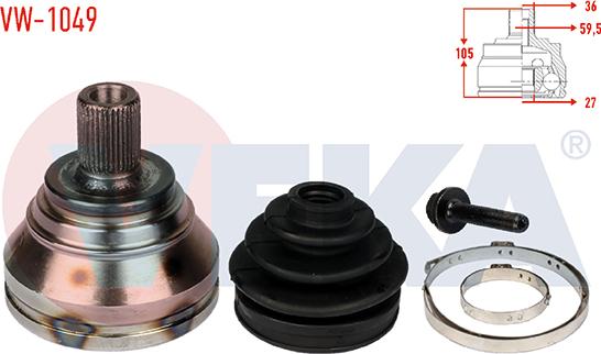 Veka VW-1049 - CV Joint Kit, drive shaft car-mod.net