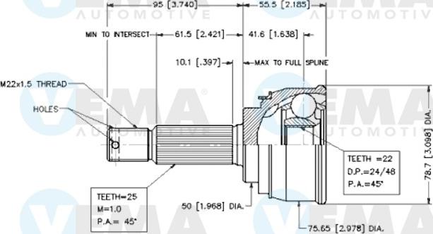 VEMA 18455 - CV Joint Kit, drive shaft car-mod.net