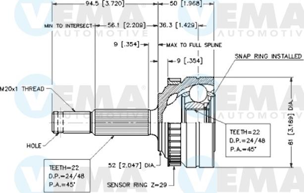 VEMA 18624 - CV Joint Kit, drive shaft car-mod.net