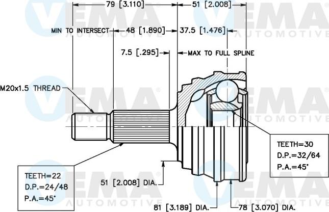 VEMA 18232 - CV Joint Kit, drive shaft car-mod.net