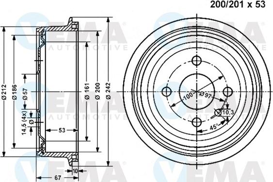 VEMA 800992 - Brake Drum car-mod.net