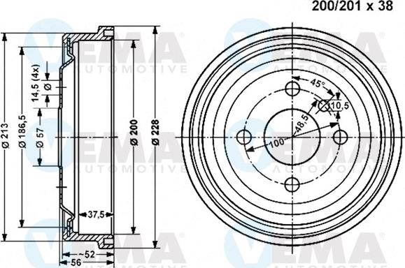 VEMA 800827 - Brake Drum car-mod.net