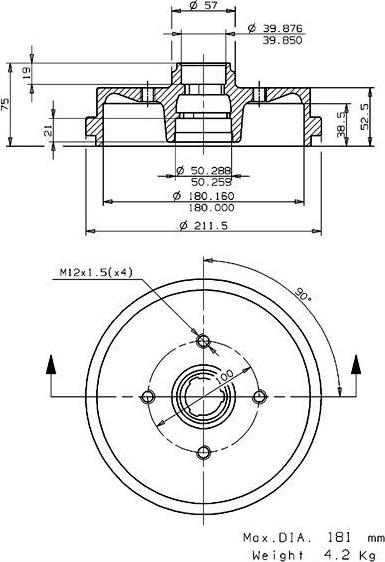 Villar 627.0040 - Brake Drum car-mod.net