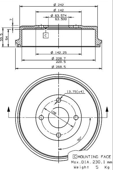 Villar 627.0063 - Brake Drum car-mod.net