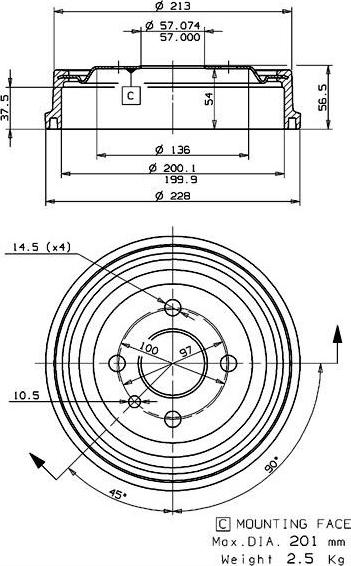 Villar 627.0036 - Brake Drum car-mod.net