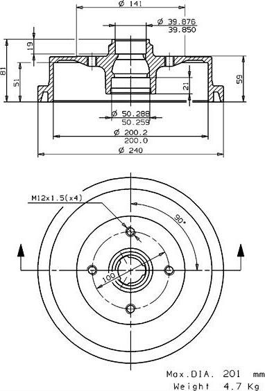 Villar 627.0037 - Brake Drum car-mod.net