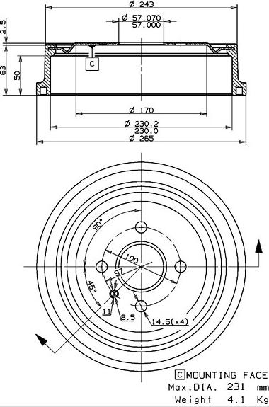 Villar 627.0113 - Brake Drum car-mod.net