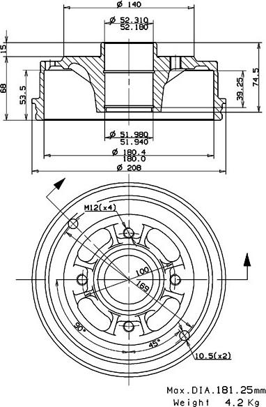 Villar 627.0117 - Brake Drum car-mod.net