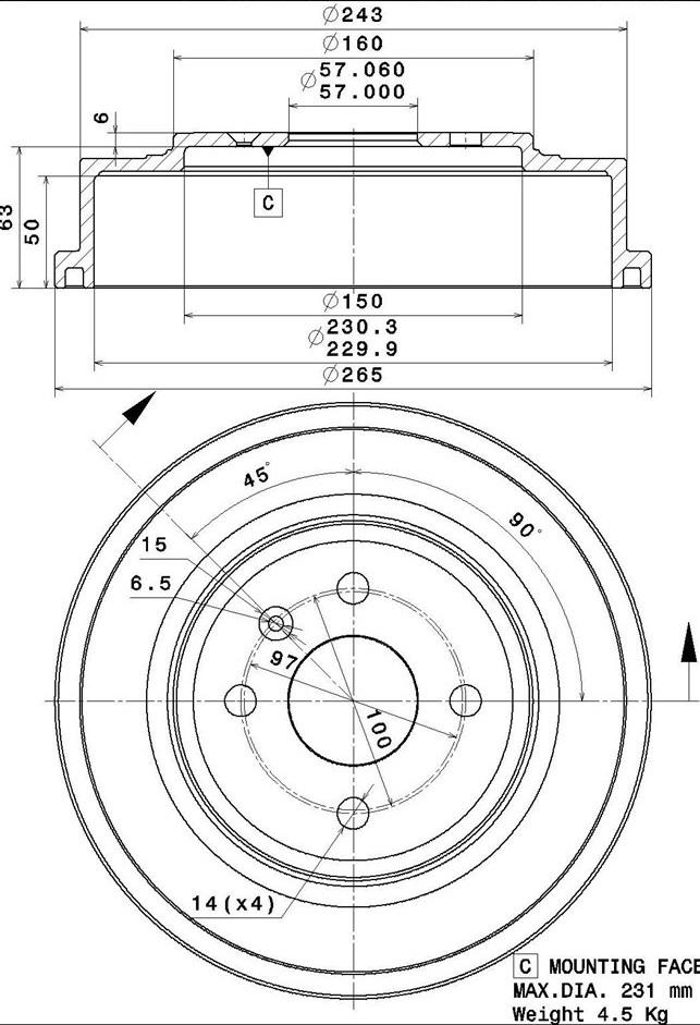 Villar 627.0309 - Brake Drum car-mod.net