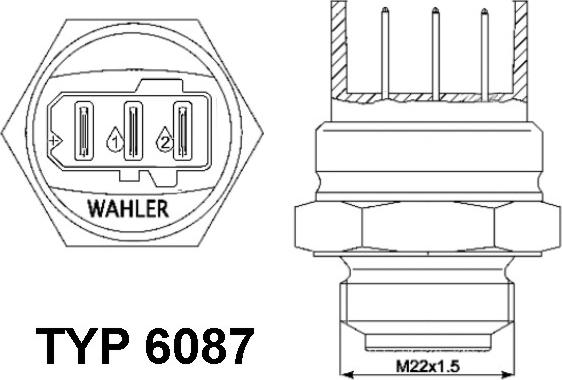 WAHLER 6087.87D - Temperature Switch, radiator / air conditioner fan car-mod.net