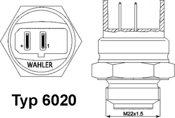 WAHLER 602095D - Temperature Switch, radiator / air conditioner fan car-mod.net