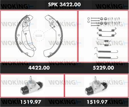 Woking SPK 3422.00 - Drum Brake Shoe Set car-mod.net