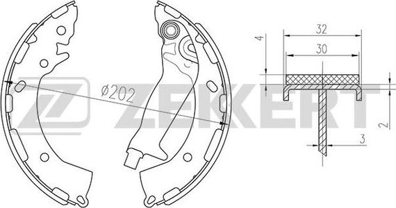 Zekkert BK-4202 - Drum Brake Shoe Set car-mod.net