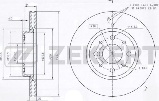 Zekkert BS-5008 - Brake Disc car-mod.net