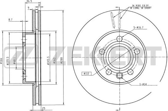 Zekkert BS-5198B - Brake Disc car-mod.net