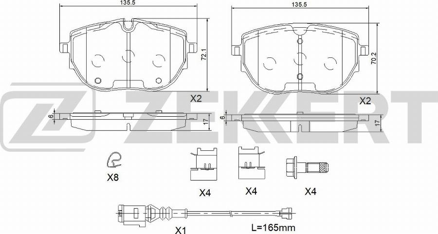 Zekkert BS-1190 - Brake Pad Set, disc brake car-mod.net