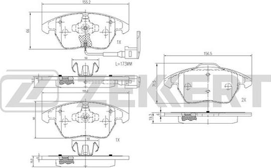 Zekkert BS-1141 - Brake Pad Set, disc brake car-mod.net
