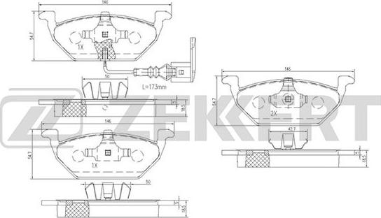 Zekkert BS-1138 - Brake Pad Set, disc brake car-mod.net