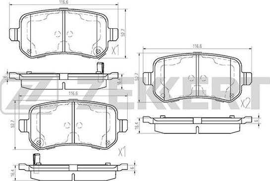 Zekkert BS-1126 - Brake Pad Set, disc brake car-mod.net
