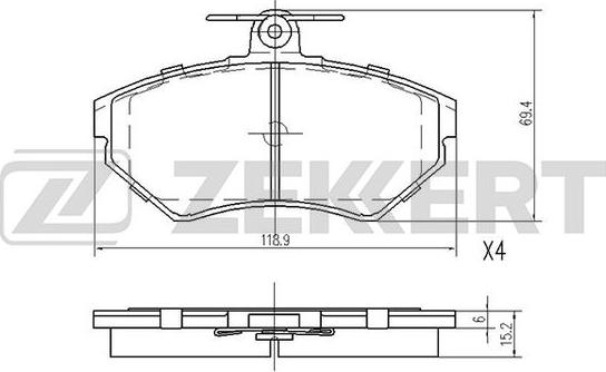 Zekkert BS-2907 - Brake Pad Set, disc brake car-mod.net
