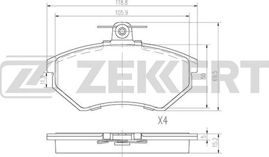 Zekkert BS-2862 - Brake Pad Set, disc brake car-mod.net