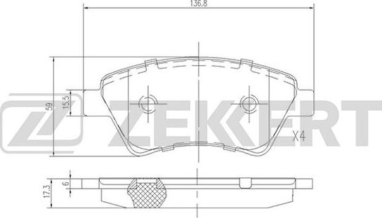 Zekkert BS-2826 - Brake Pad Set, disc brake car-mod.net