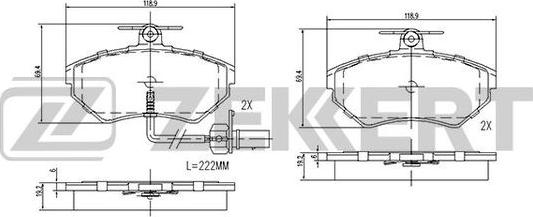 Zekkert BS-2827 - Brake Pad Set, disc brake car-mod.net